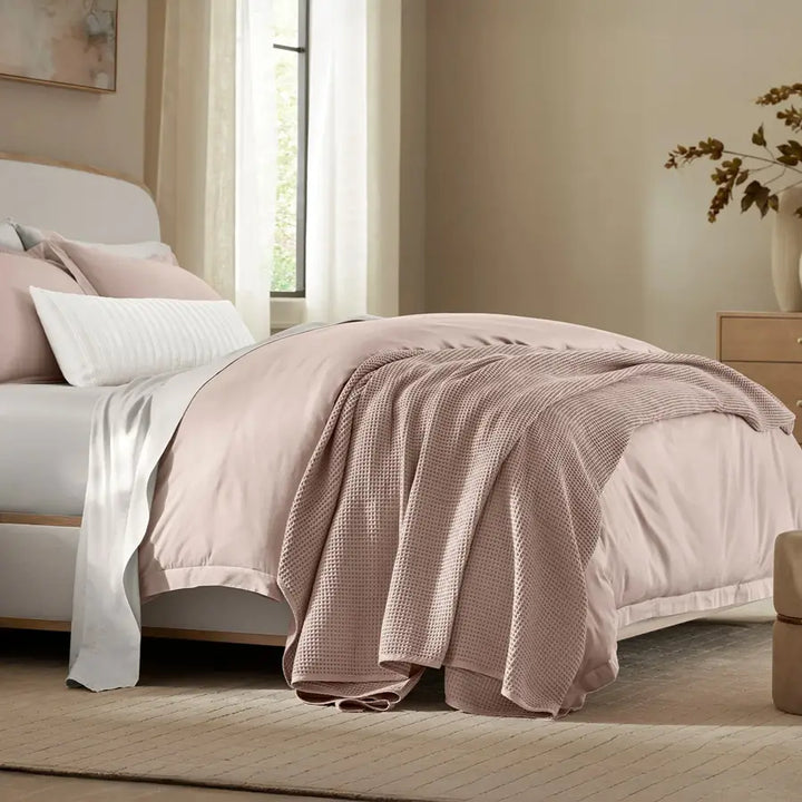 Waffle Bed Blanket - BLACK & PURPLE - Kuwait