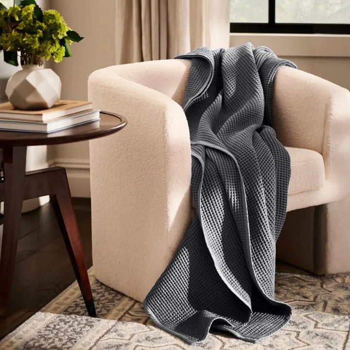 Waffle Bed Blanket - BLACK & PURPLE - Kuwait